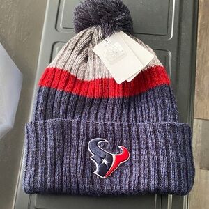 Texans Striped Knit Beanie - Navy, Red, Gray